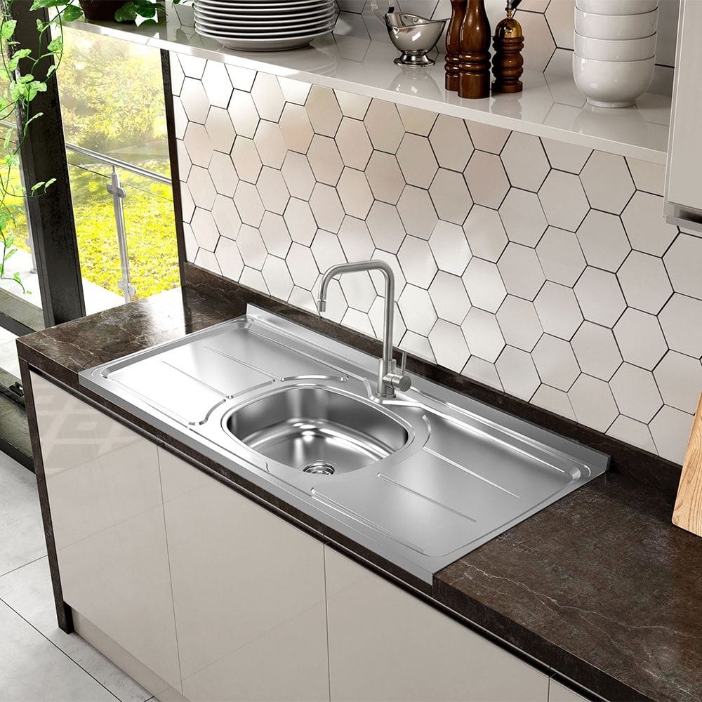 Pia de cozinha Plus 30 de 120x53 com Cuba Concreto Aerado Ghel Plus