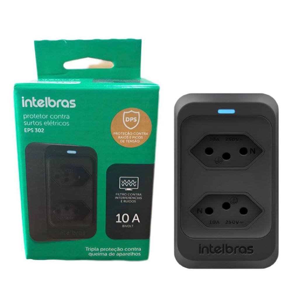 Protetor Elétrico Intelbras Eps 302 Preto - 2 Tomadas