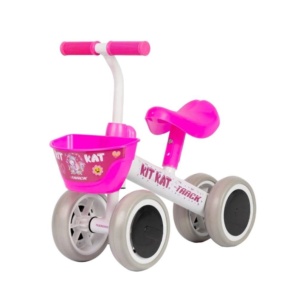 Bicicleta Aro 6 TK3 Track Equilíbrio Infantil Kit Kat Branco/Rosa