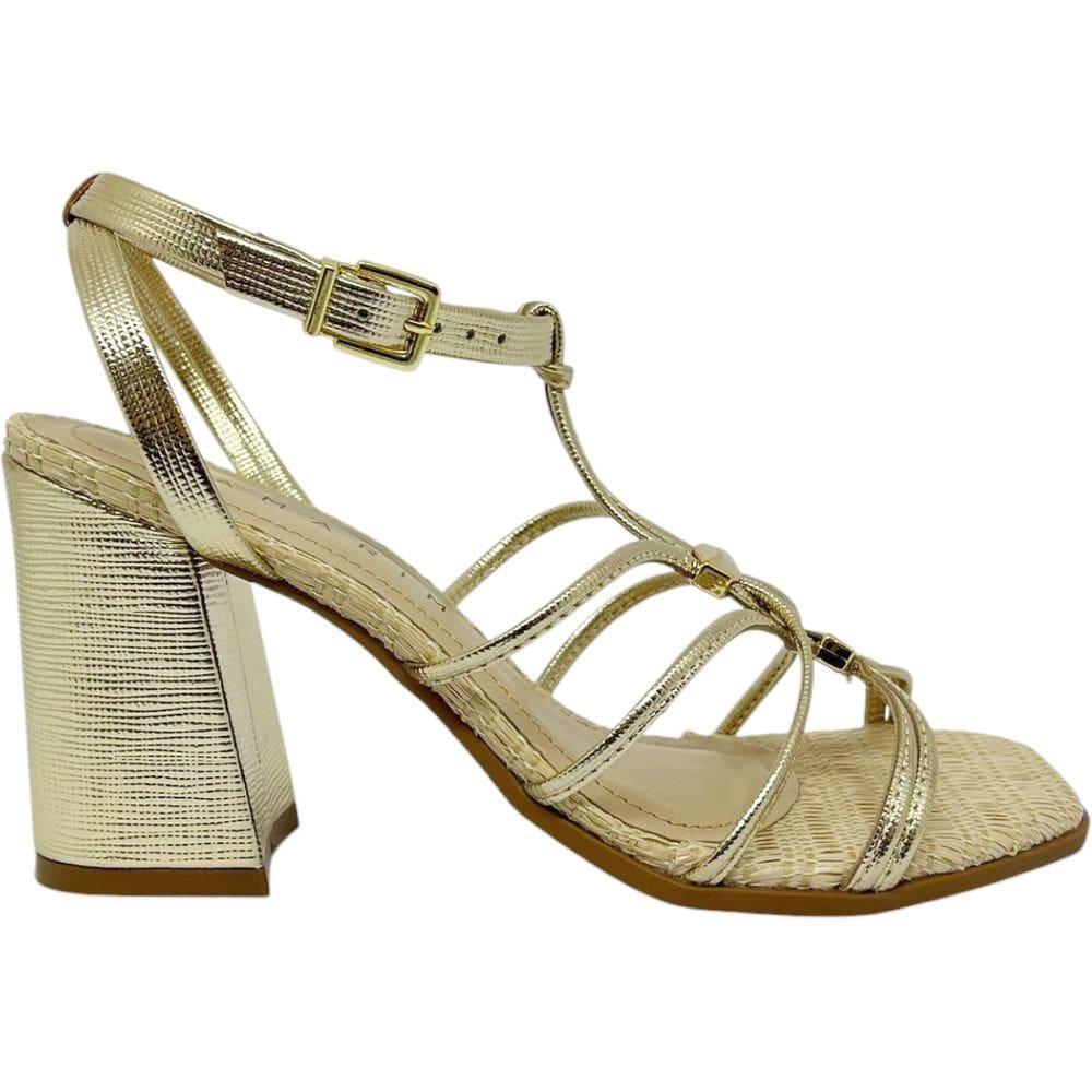 Sandália Feminina Casual Social Dia a Dia Passeio com Detalhes Metalizados Salto Médio Grosso Ramarim 2541204