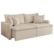 Sofá Cama Retrátil 3 Lugares 2,10m com Almofadas Linho Focus