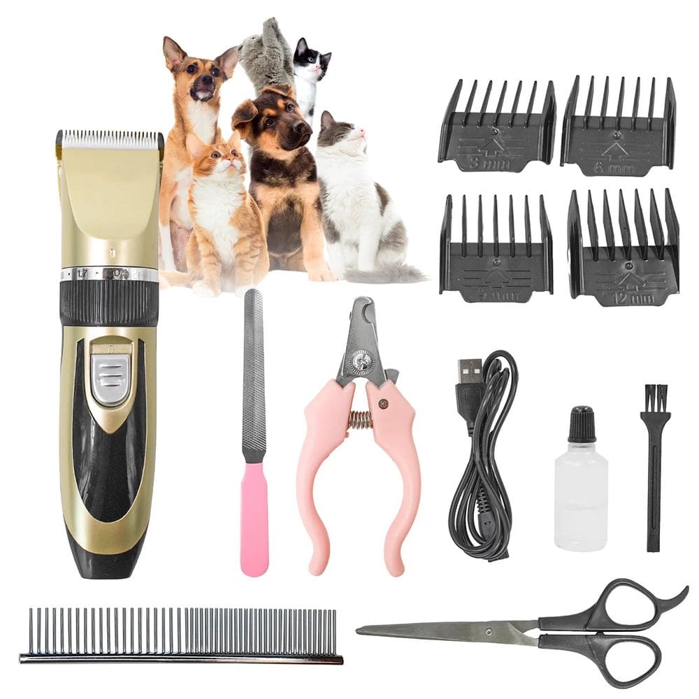 Kit Pet Maquina Recarregavel Tosa De Cães E Gatos