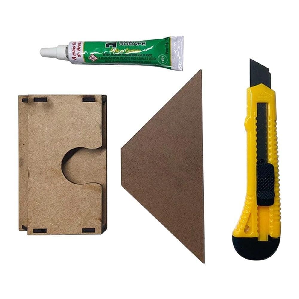 Kit Instalação Rodapé EVA Meu Rodapé - 4 Peças com Cola, Estilete, Gabarito de Corte para Quina