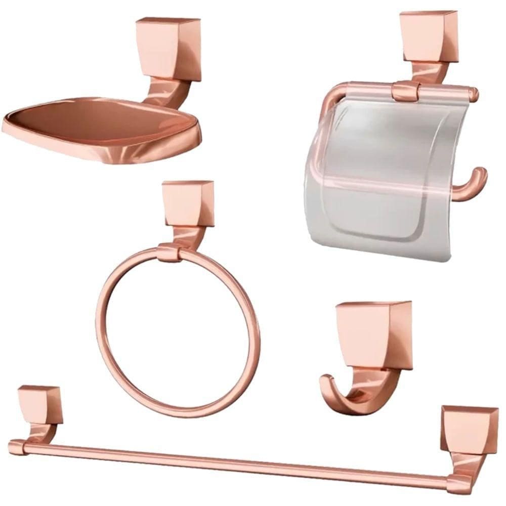 Kit Banheiro Rose Gold Quadrado Com 5 Peças 2000 F24 - 7140099 - Lorenzetti