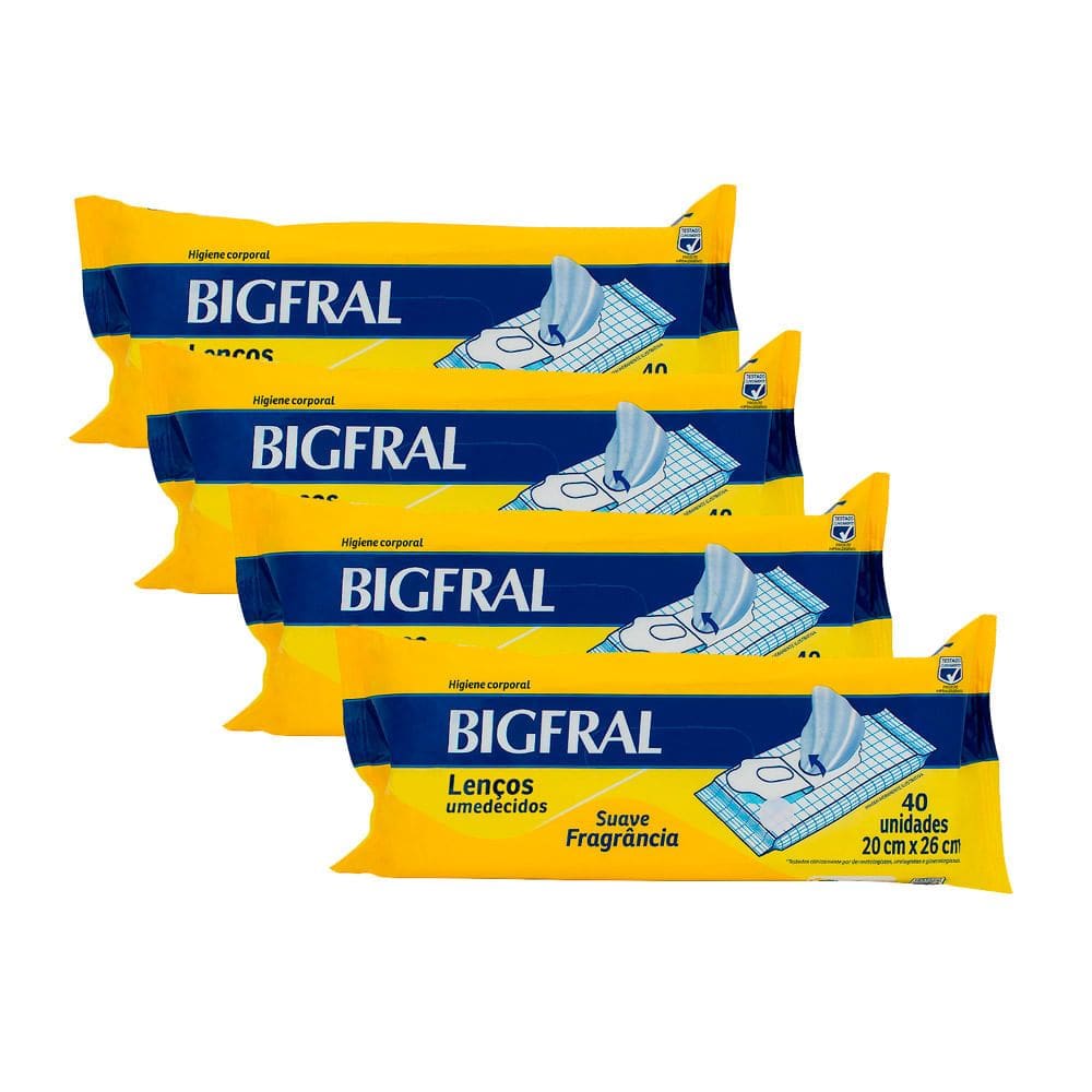 Kit 4 Lenço Umedecido Bigfral Adulto 40 Unidades
