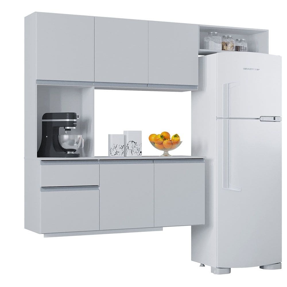 Kit Cozinha Suspensa Com Balcão 180cm Poquema Móveis