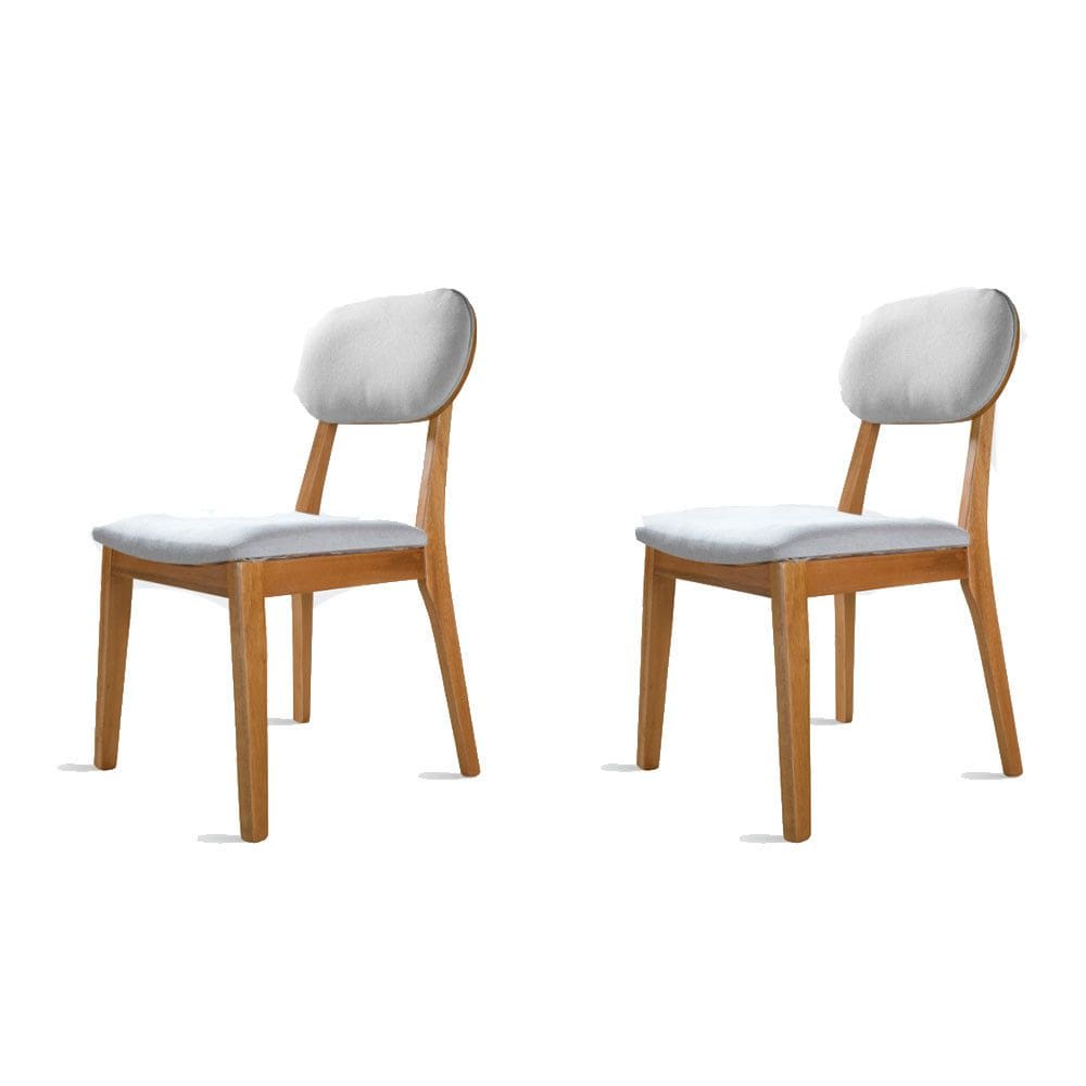 Kit 2 Cadeiras Dalia Madeira Maciça Tauari e Linho Prata