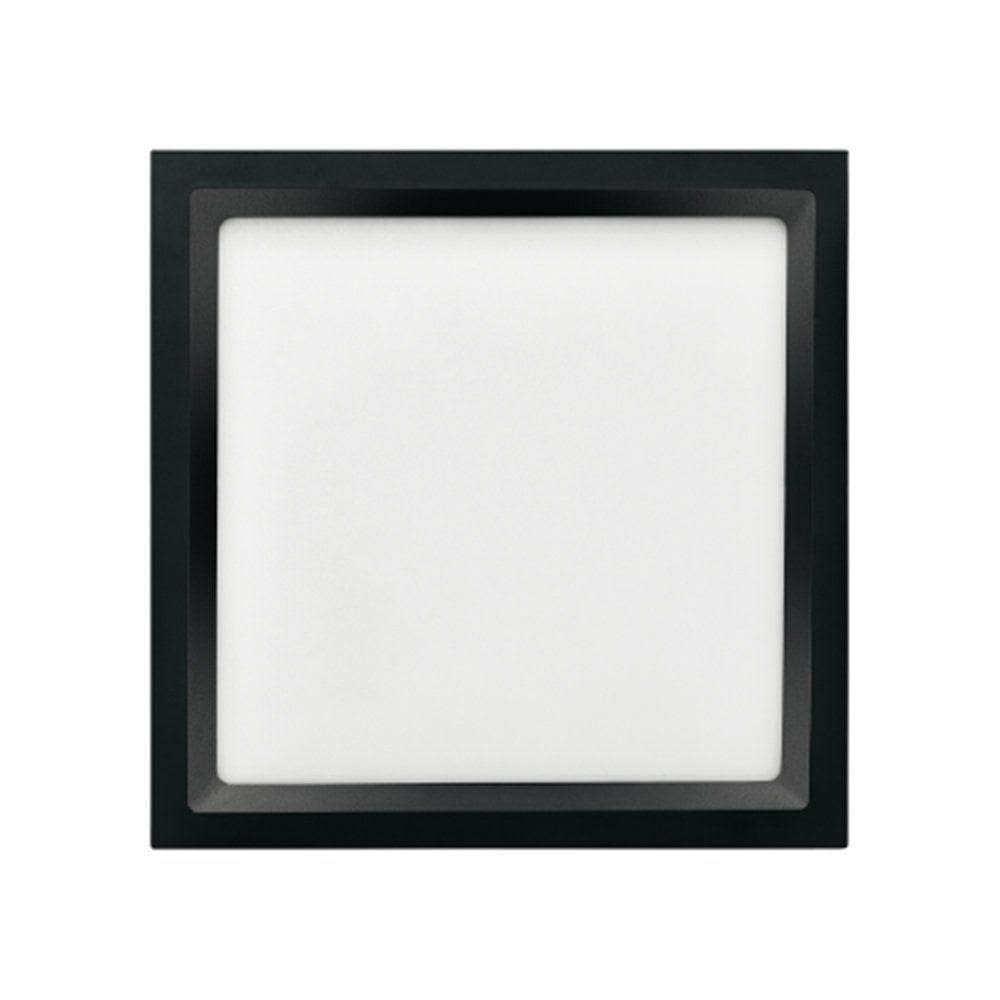 Painel De Led Embutir Stella Deep Quadrado 34x34cm Recuado 28w Preto - 3000k - Luz Amarela