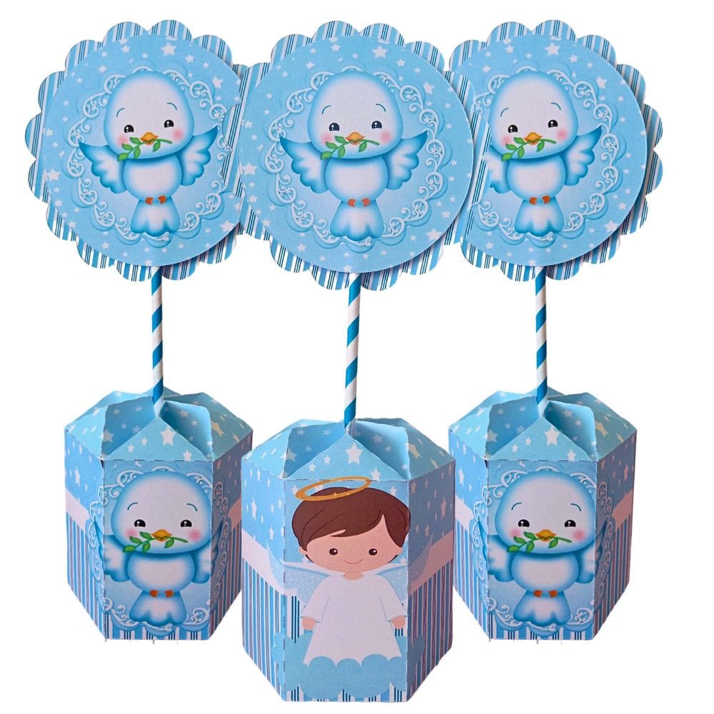 Lembrancinha Batizado Kit 10 Centro Mesa Decoração Menina Rosa