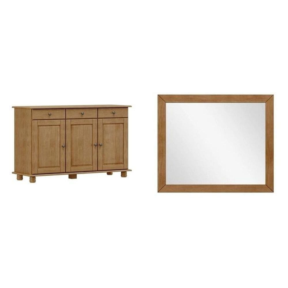 Conjunto Balcão 3 Portas + Espelho 100% Madeira Maciça - Linha Rubi Freijó