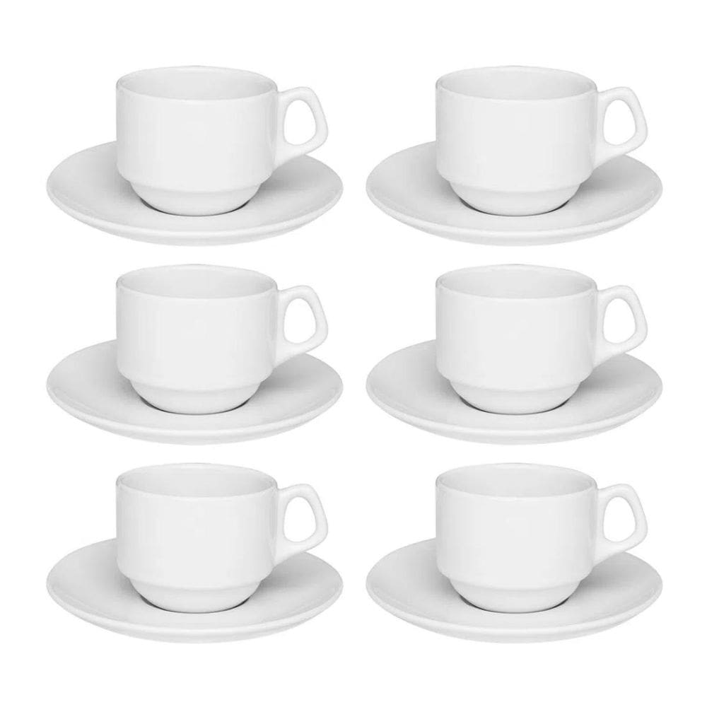 Kit 6 Xícaras De Chá Porcelana Empilhavel Hotel 220Ml Oxford