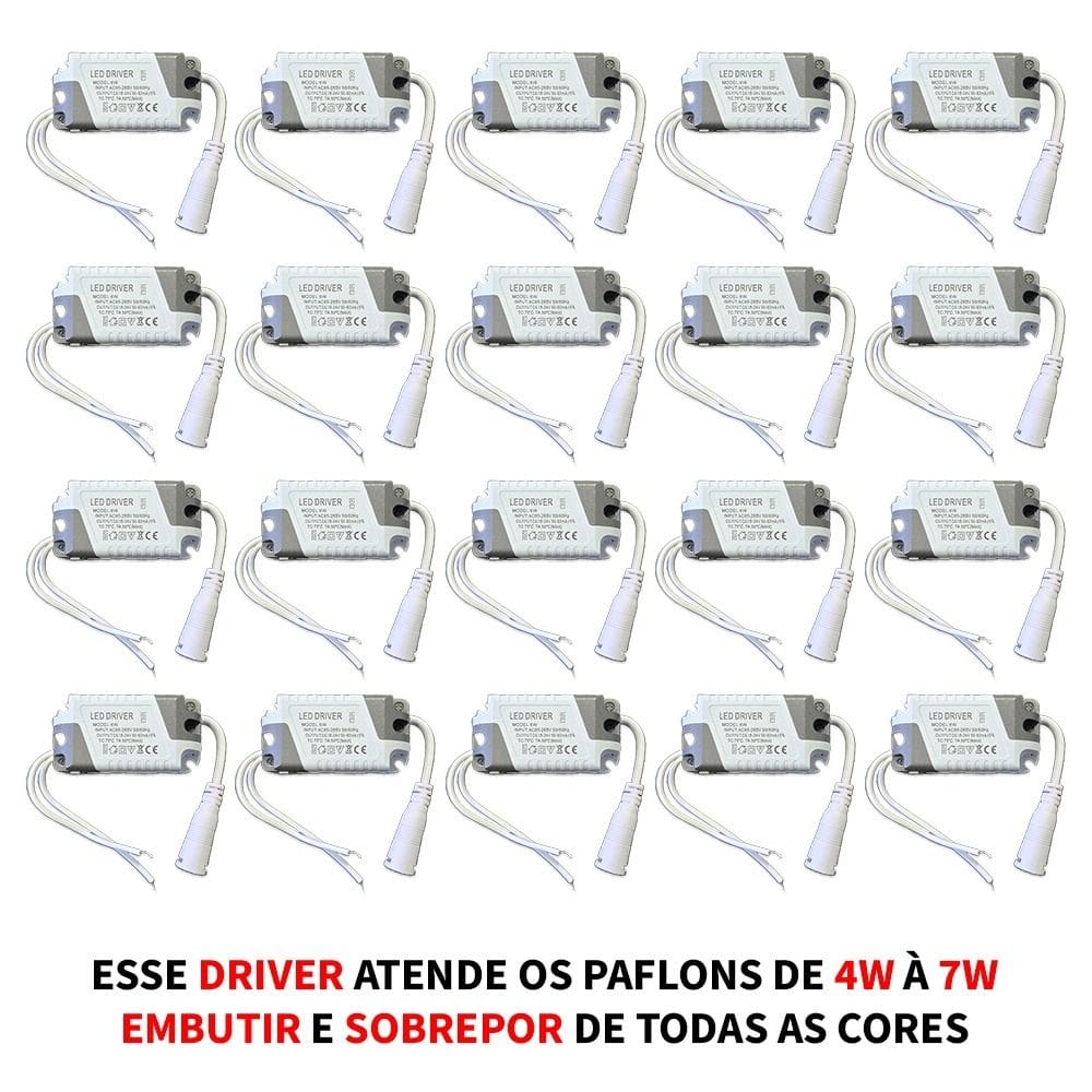 20 Driver Led Reator Fonte Para Plafon 4w A 6w (7w) Bivolt