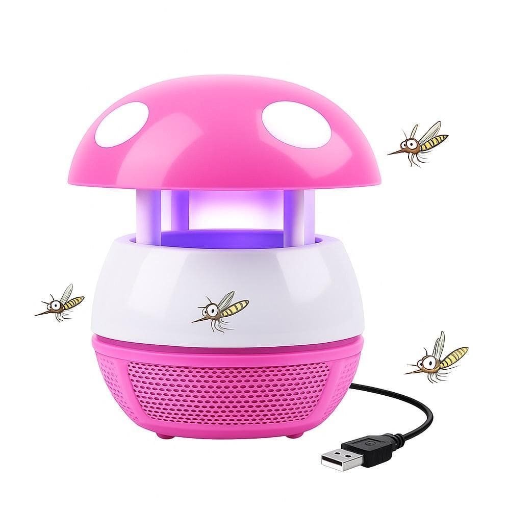 Armadilha Luminaria Inteligente Mata Mosquito Tecnologia Luz Uv Usb Eletrico Rosa