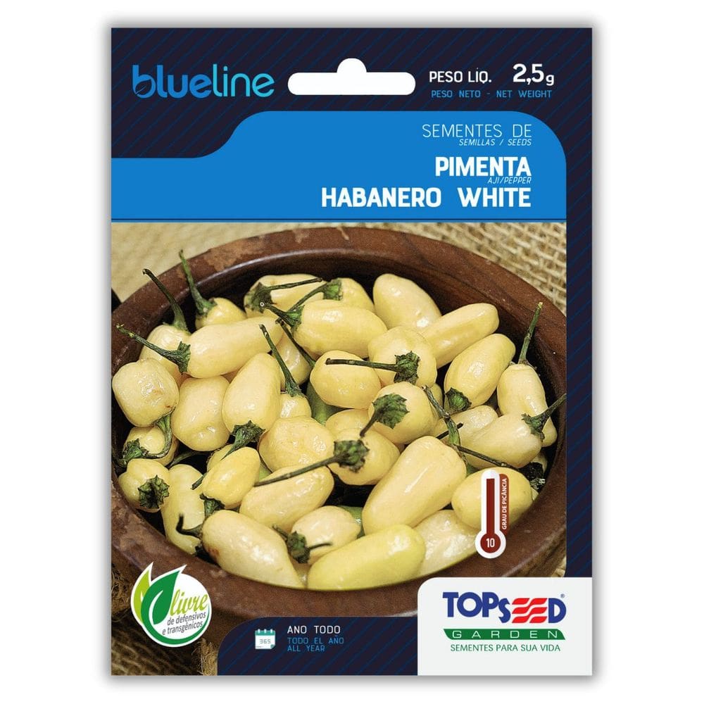 Semente de Pimenta Habanero White Blueline TOPSEED