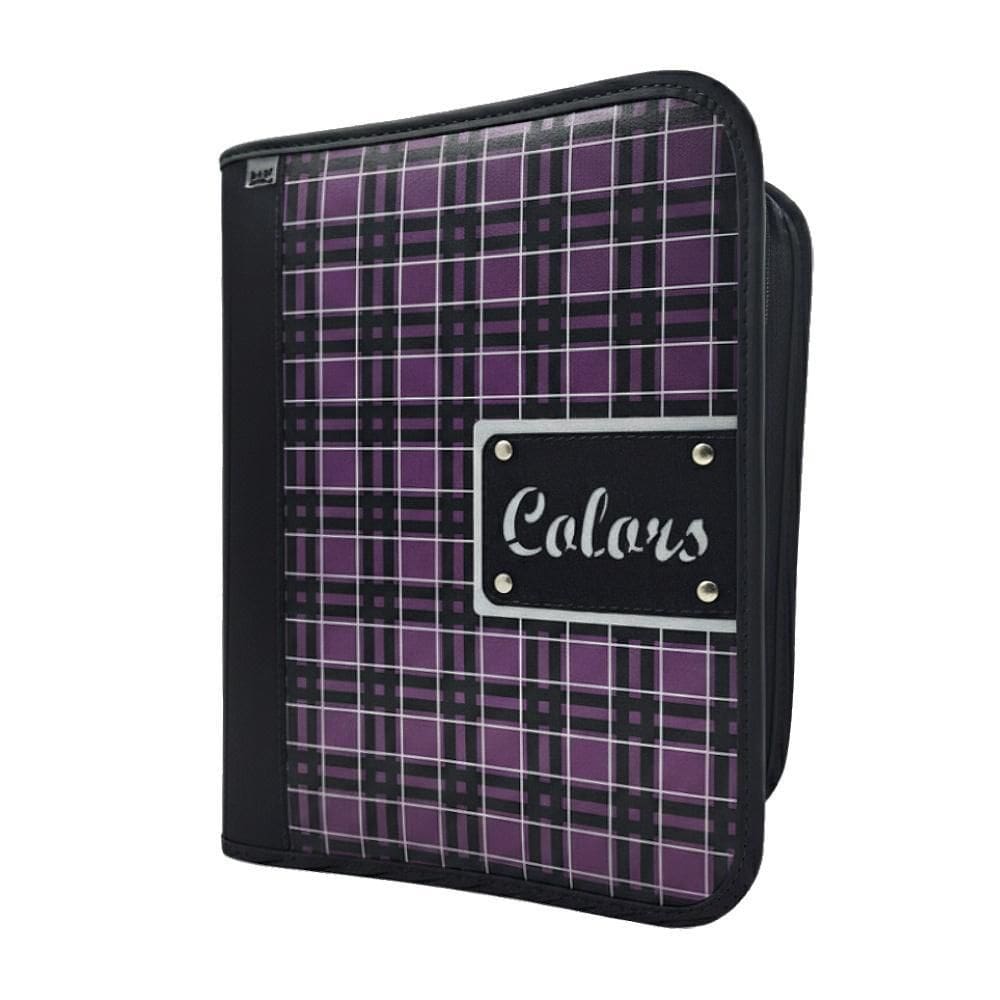 Caderno Argolado College Dac - Xadrez Preto E Roxo