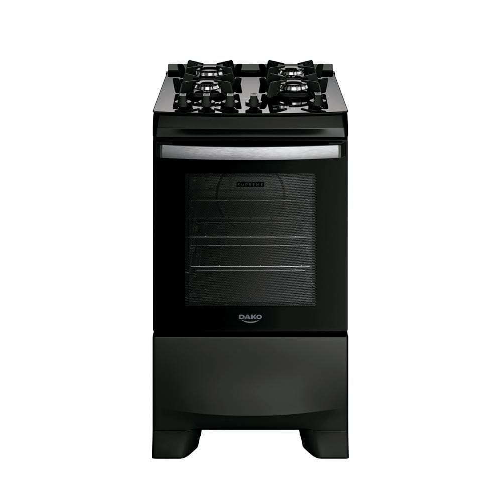 Fogão 4 Bocas Dako Supreme Black Digital Mesa  Vidro Bivolt