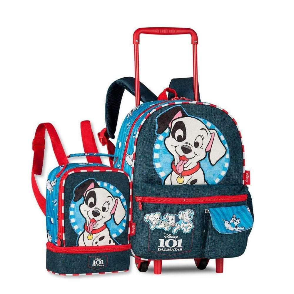Mochila Carrinho Escolar 101 Dálmatas Com Lancheira Térmica