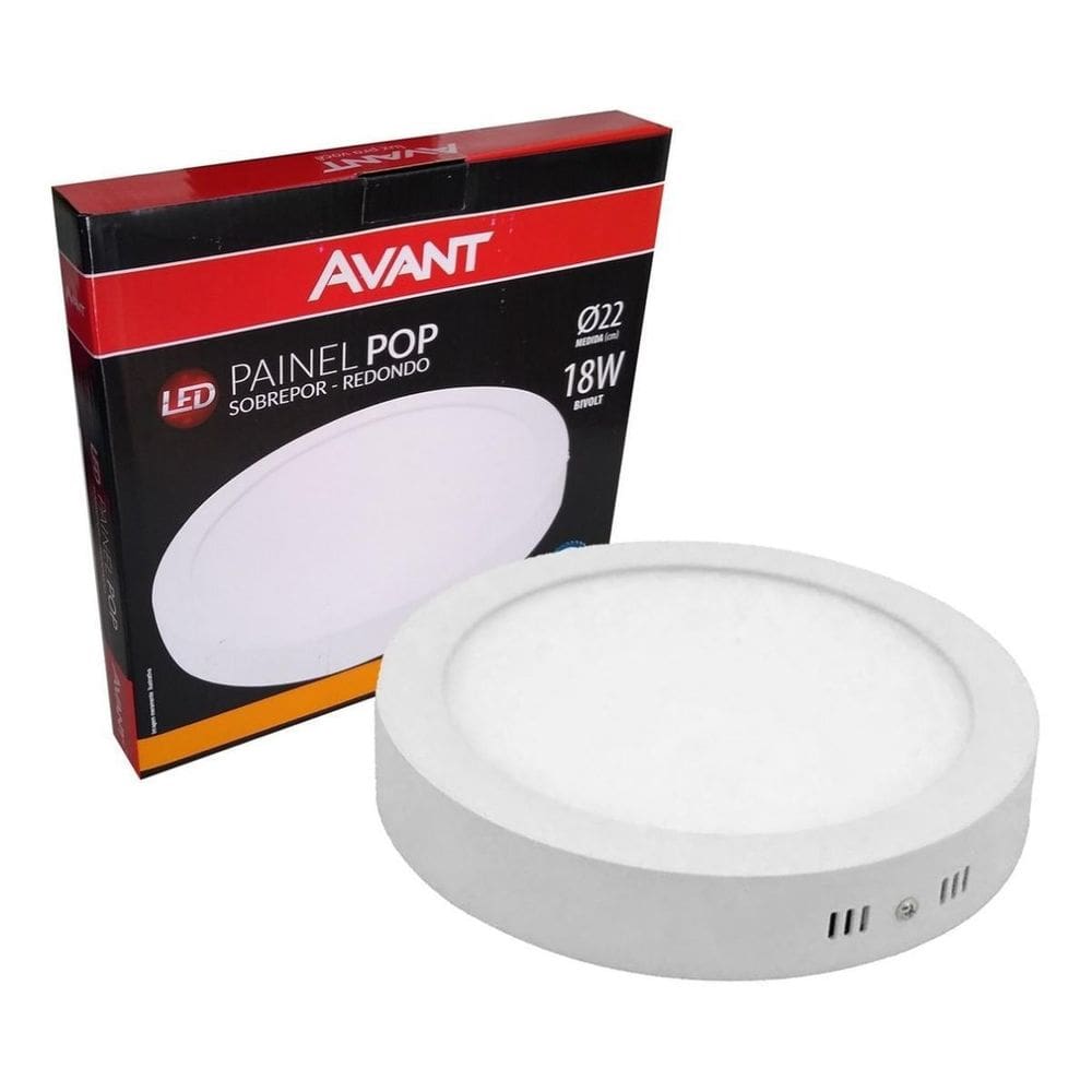 Painel Plafon Sobrepor Redondo 18W 22x22cm Alumínio - 3000K
