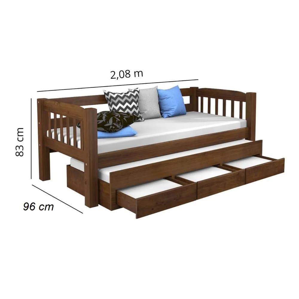 Bicama madeira com 3 gavetas - Italiamod02