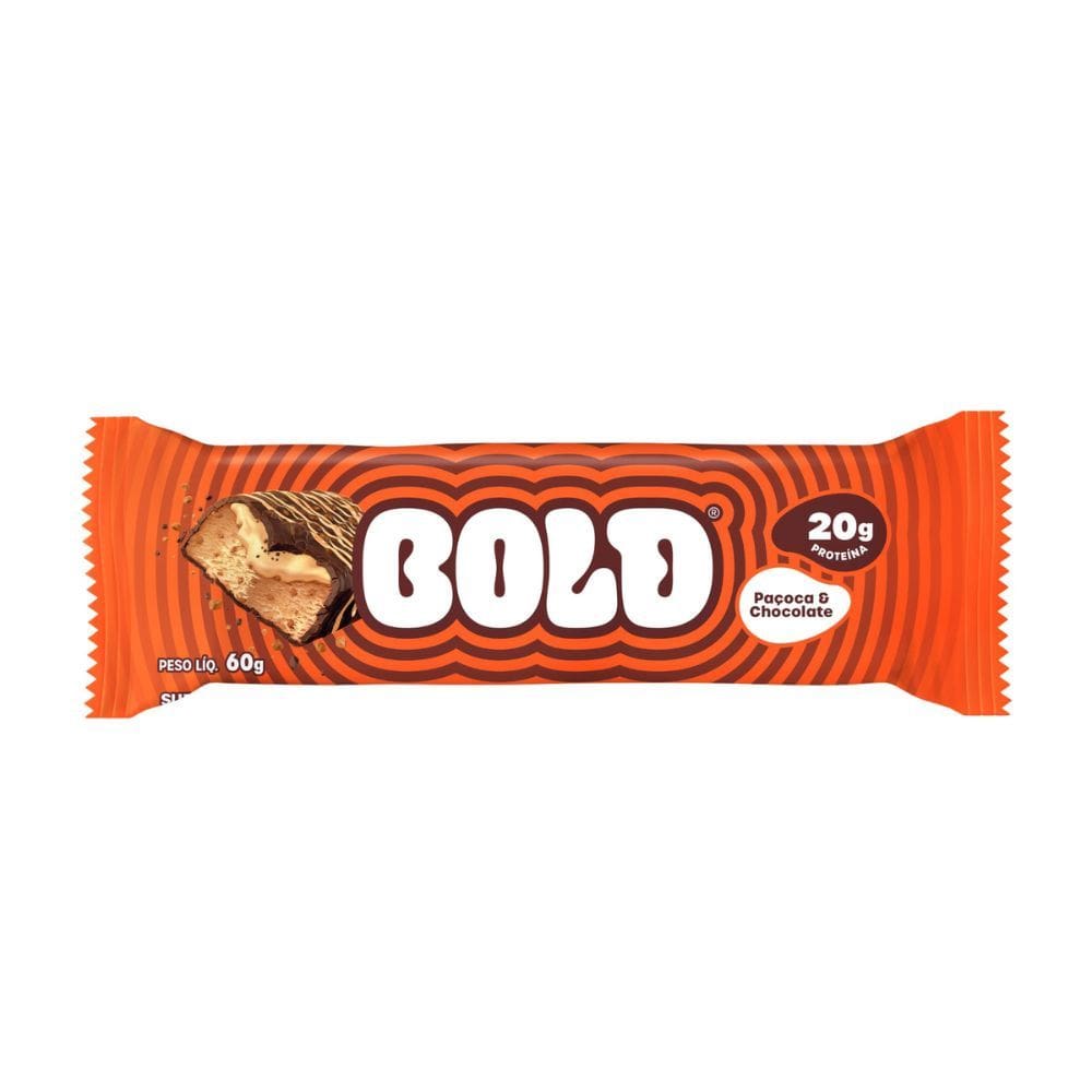 Barra de Proteína Bold Sabor Paçoca e Chocolate com 20g de Proteína 60g