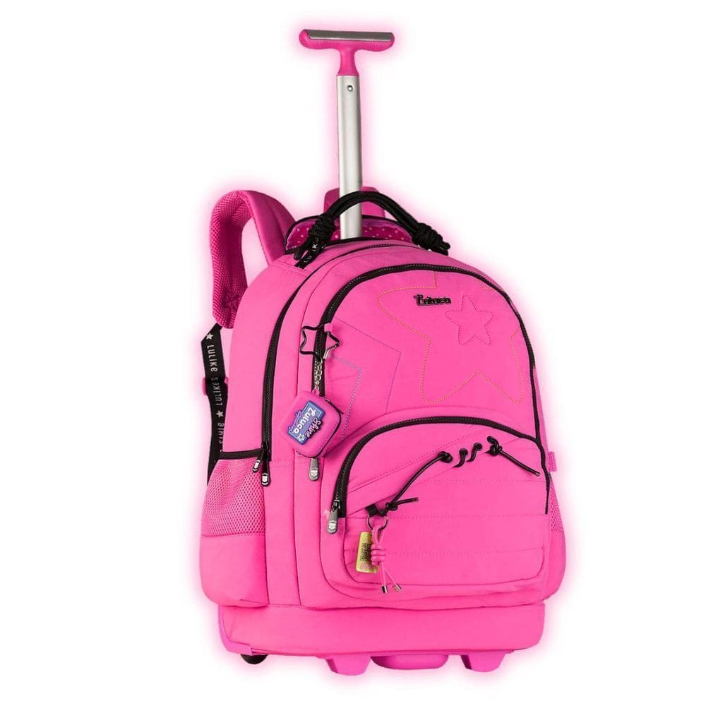 Mochila Luluca De Rodinhas Escolar Mala Viagem Meninas Rosa