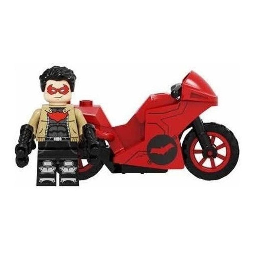 Blocos De Montar Moto Capuz Robin Vermelho Batman