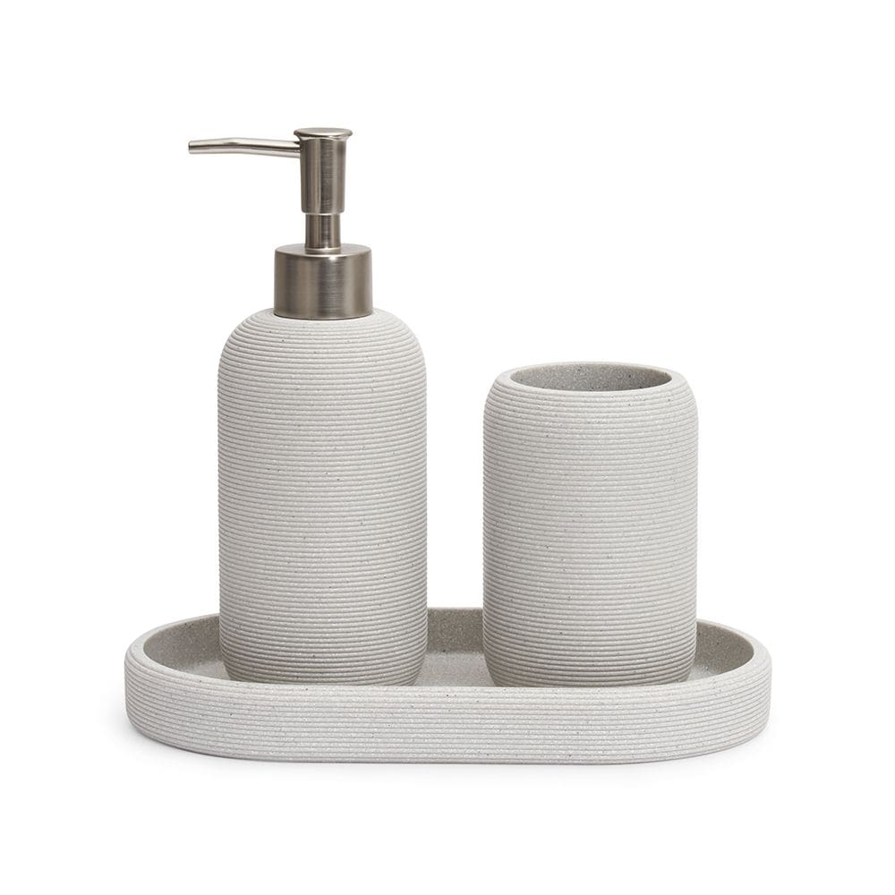 Kit 3 Peças para Banheiro em Poliresina Cinza 21655 Mart