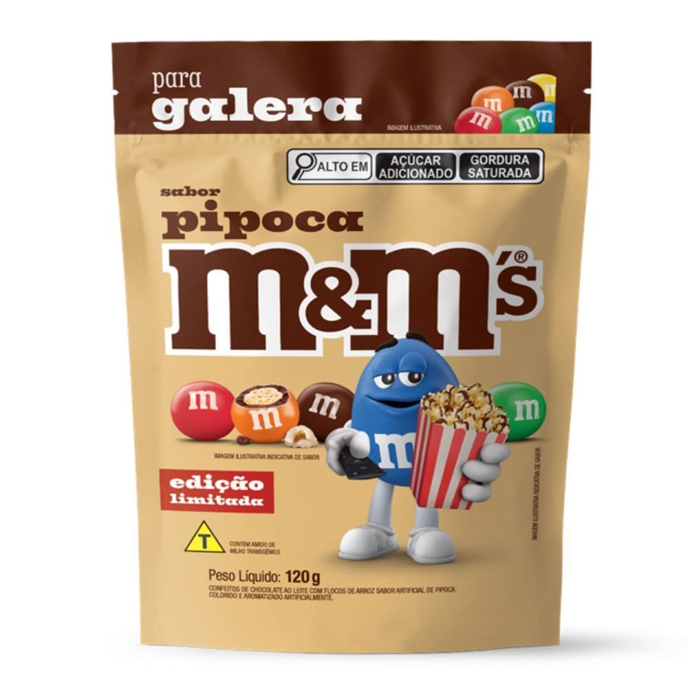Confeitos Chocolate ao Leite M&M`s Sabor Pipoca 120g