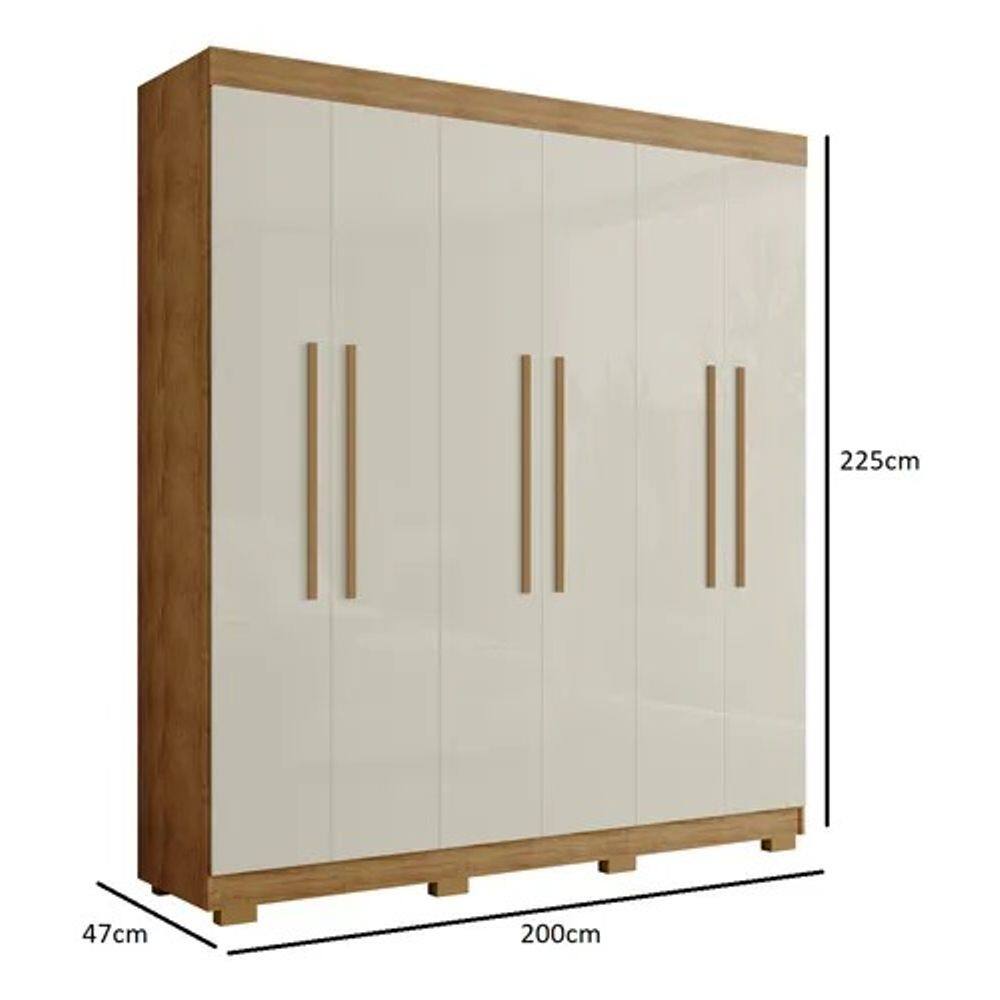 Guarda Roupa 6 portas PORTO BELLO CEDRO/AREIA