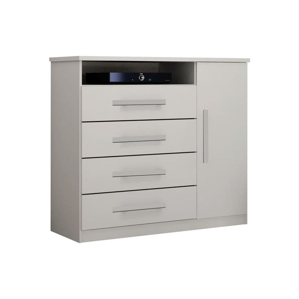 Cômoda para Quarto com Sapateira 4 Gavetas - Diamante-Branco - Móveis Leifer