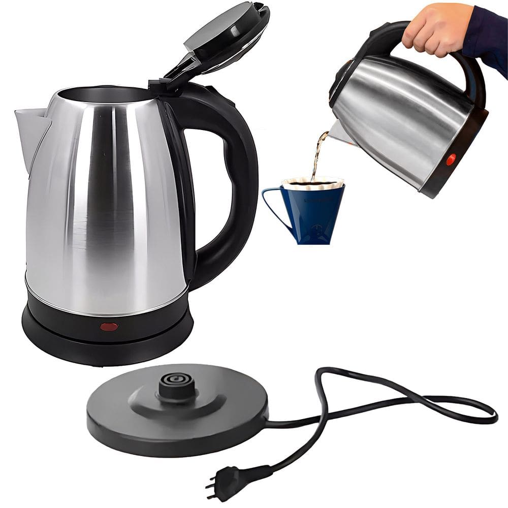 Chaleira Jarra Elétrica Bule Inox 2 Litros Ferve Água Chá Café Chimarrão