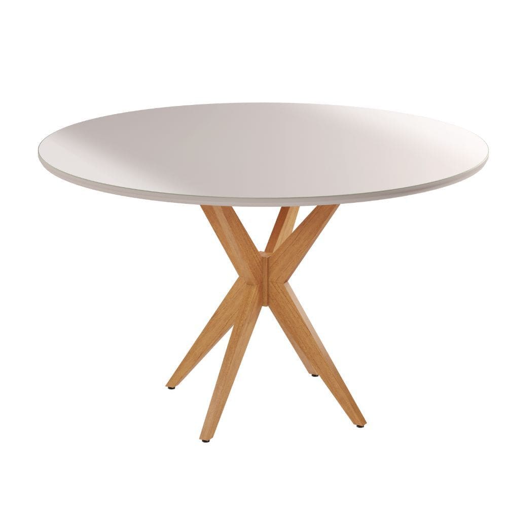 Mesa de Jantar Simpatia Redonda Tampo 108cm Pés Madeira Maciça JCM
