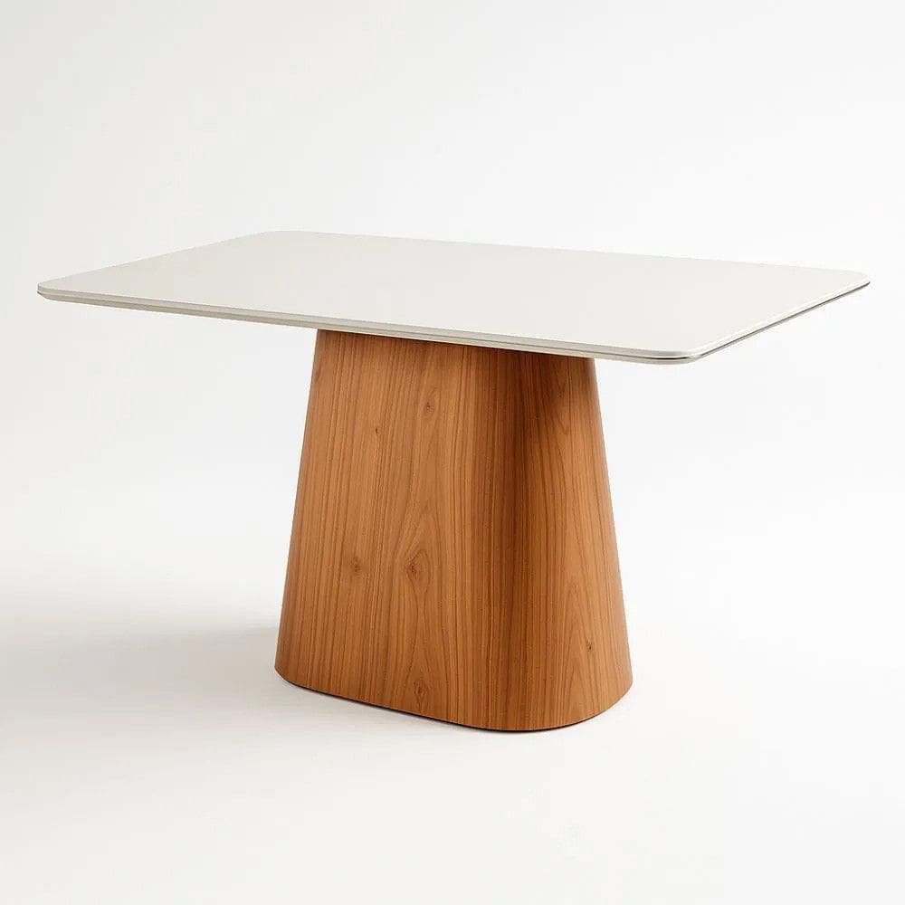 Mesa De Jantar Maya Retangular Tampo Laqueado Com Vidro 140x90 Luka Decor
