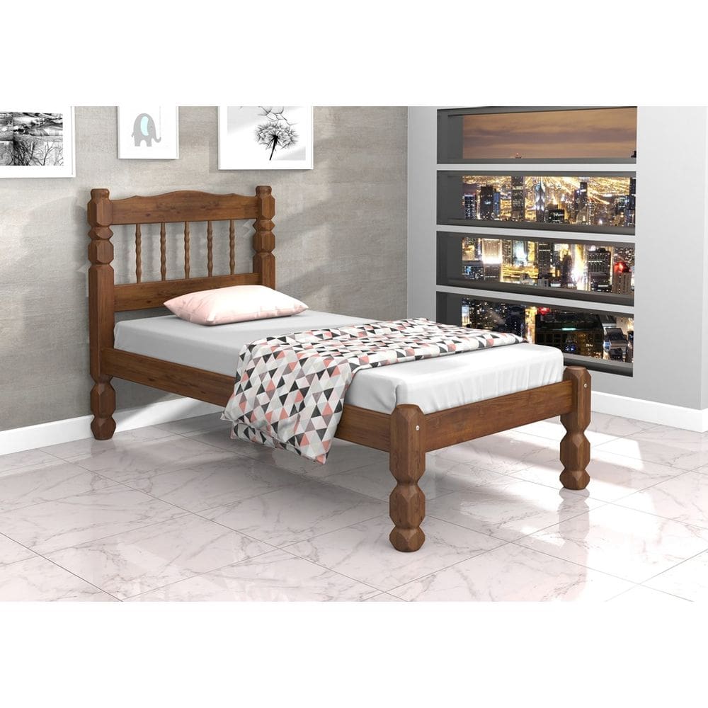 Cama solteiro madeira torneada - 8x8mod02