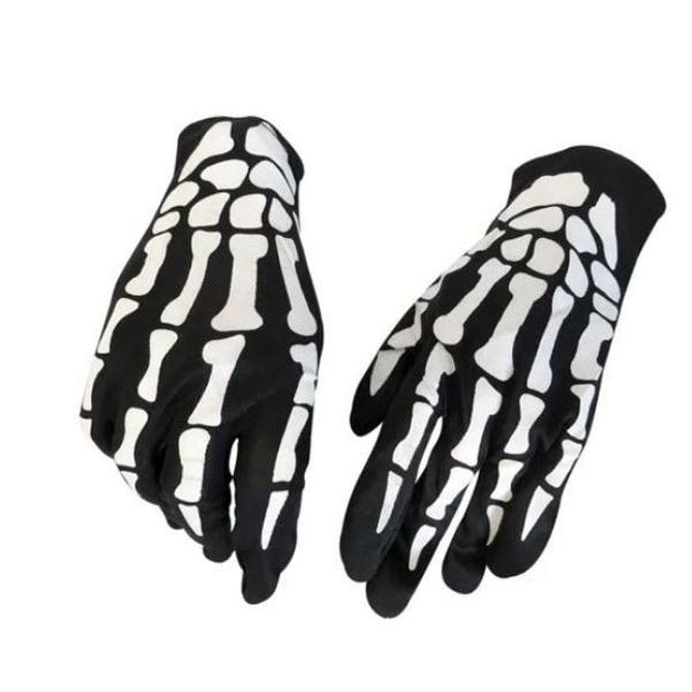 Par De Luvas Esqueleto Silk Fantasia Para Festas E Cosplay