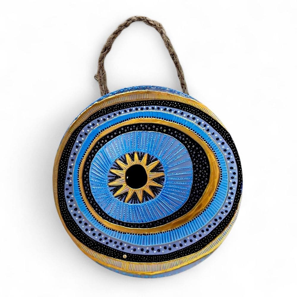 Enfeite de Parede Olho Grego Sol Mandala Detalhada 22 cm