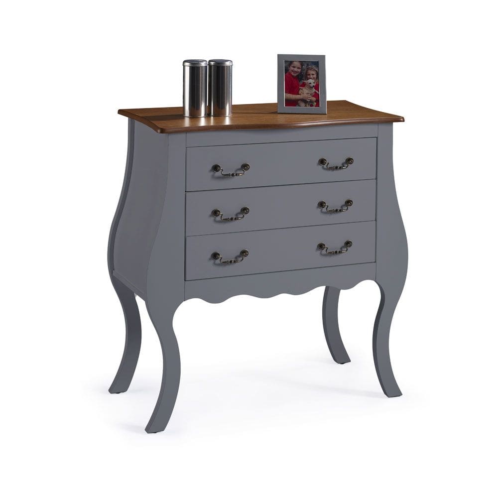 Cômoda Bombê com 3 Gavetas 1023 Linz Móveis - Cinza/Imbuia Glazer