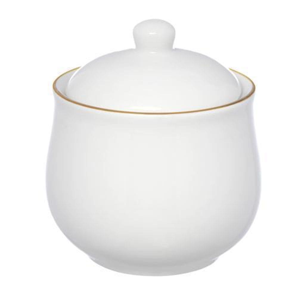 Acucareiro Ceramica Branco Borda Dourado 300Ml