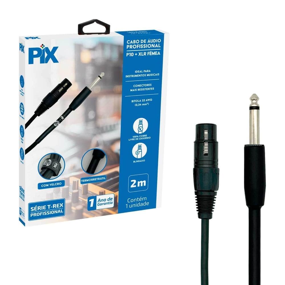 Cabo P10 Mono Para Xlr Fêmea 2 Metros Profissional
