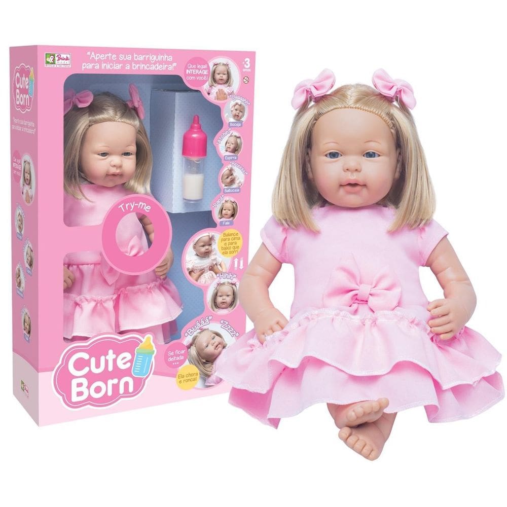 Boneca Bebê Reborn Com Som Fala Frases Infantil Menina 45Cm