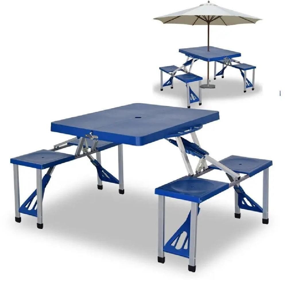 Conjunto Mesa Dobrável Com 4 Banquinhos Portátil Tipo Maleta