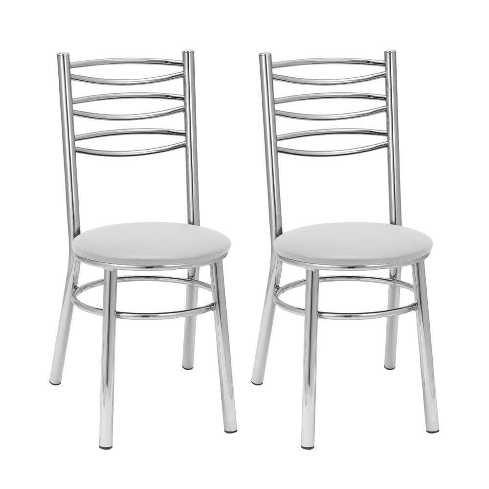 Kit 2 Cadeiras Cc33 Cromadas Treparoni Branco