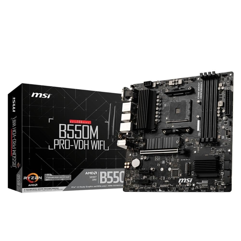 Placa Mãe MSI B550M Pro-VDH Wi-Fi (AM4 - DDR4 4400 O.C) - USB 3.2 - Slot M.2 - Micro ATX