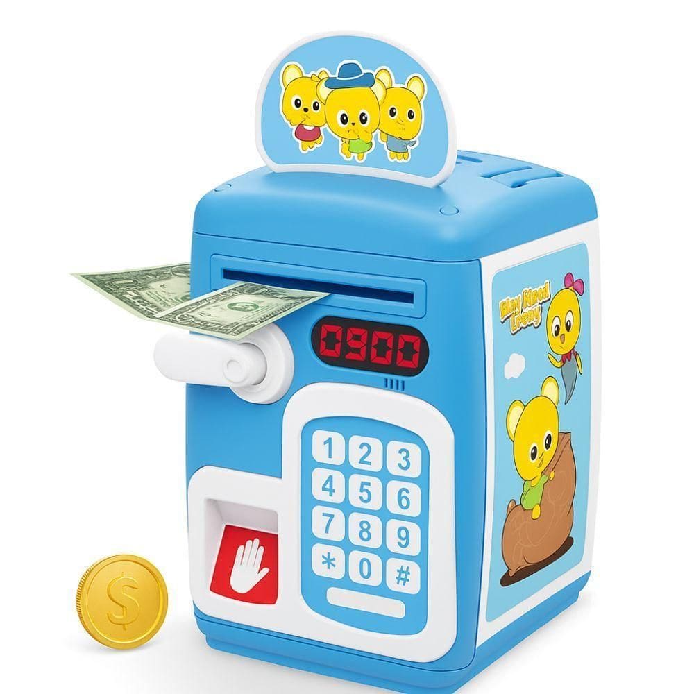 Cofre Digital Infantil Senha Puxador Automático Notas Moedas