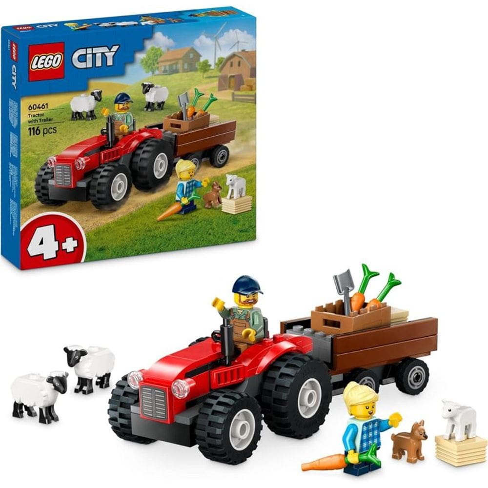 Bloco de montar - Trator de fazenda vermelho com LEGO DO BRASIL