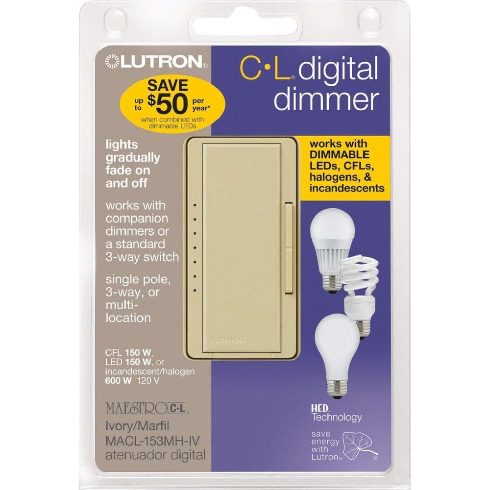 Interruptor elétrico Lutron MACL-153MH-IV Digital Dimmer Ivory 120V
