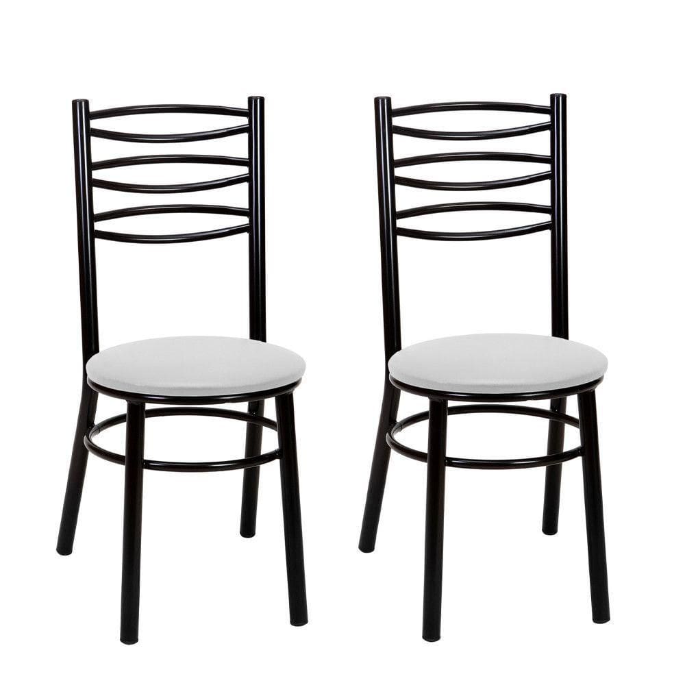 Kit 2 Cadeiras Cp33 Pintadas Pretas Treparoni Preto Com Branco