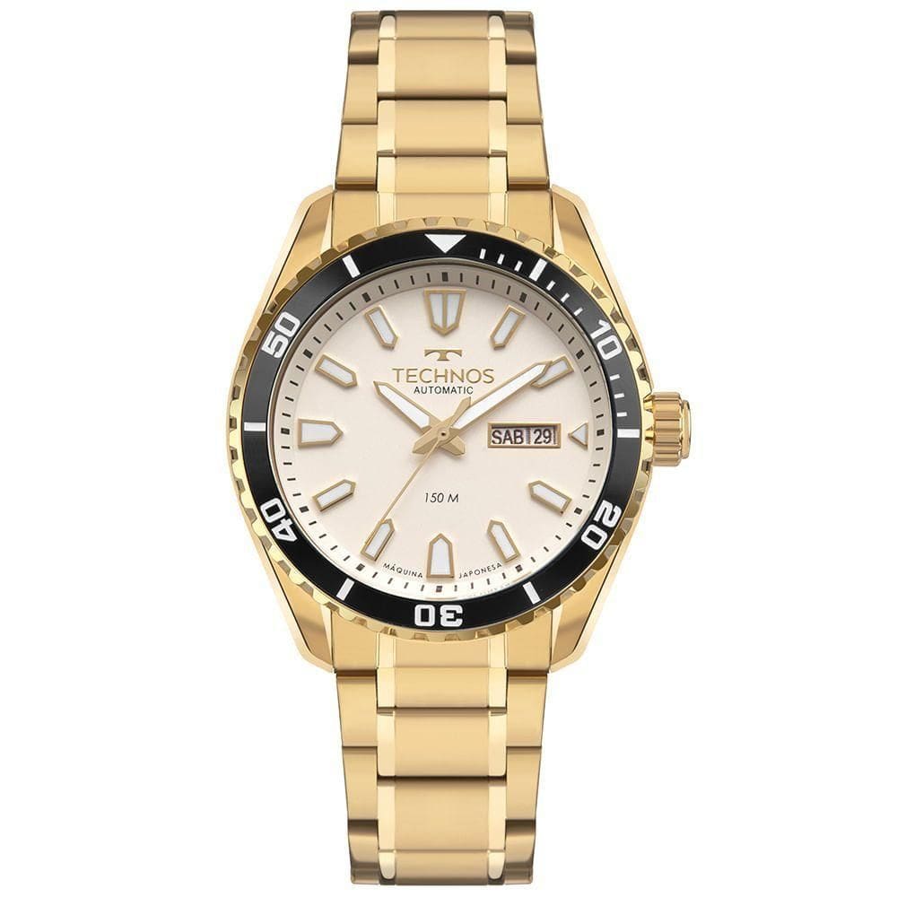 Relógio Technos Masculino Automático Dourado - 8205pg-1x Relógio Technos Masculino Automatico Dourado - 8205pg-1x