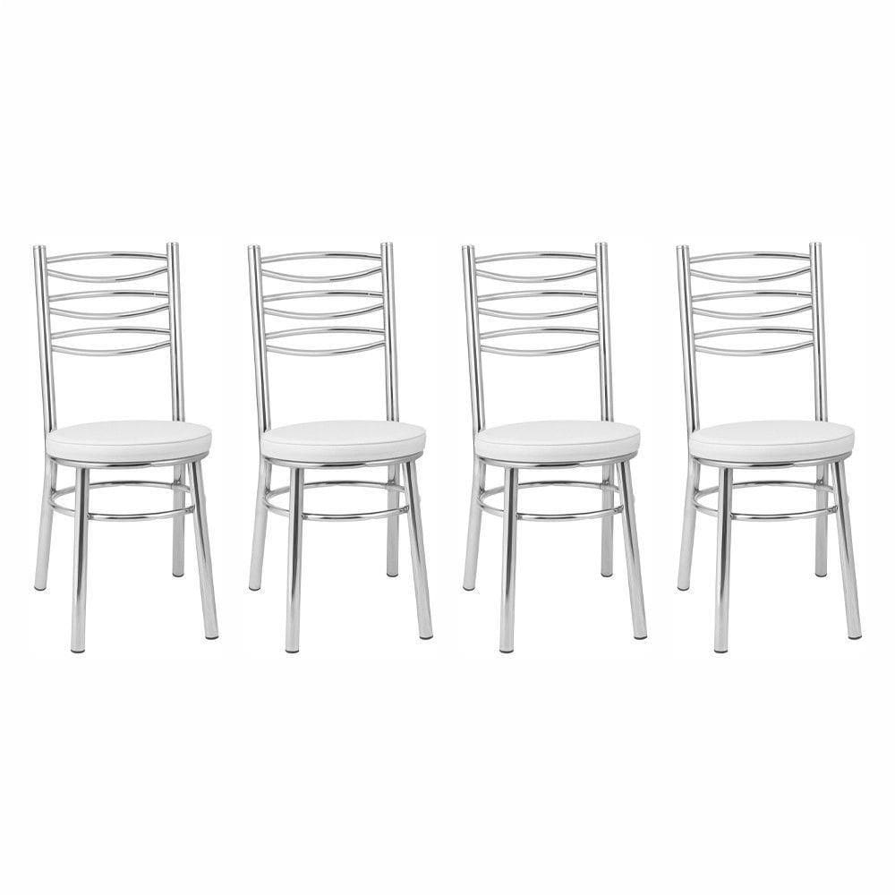 Kit 4 Cadeiras Cc34 Cromadas Debrum Treparoni Branco