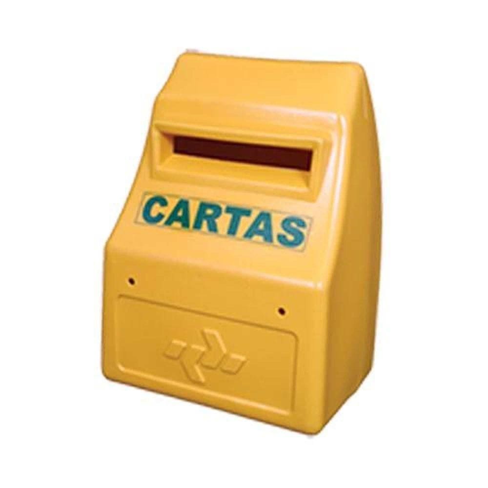 Caixa Para Correio Amarela Plastipan 255x180x150mm Com Porta 120mm - Cartas E Símbolo Dos Correios